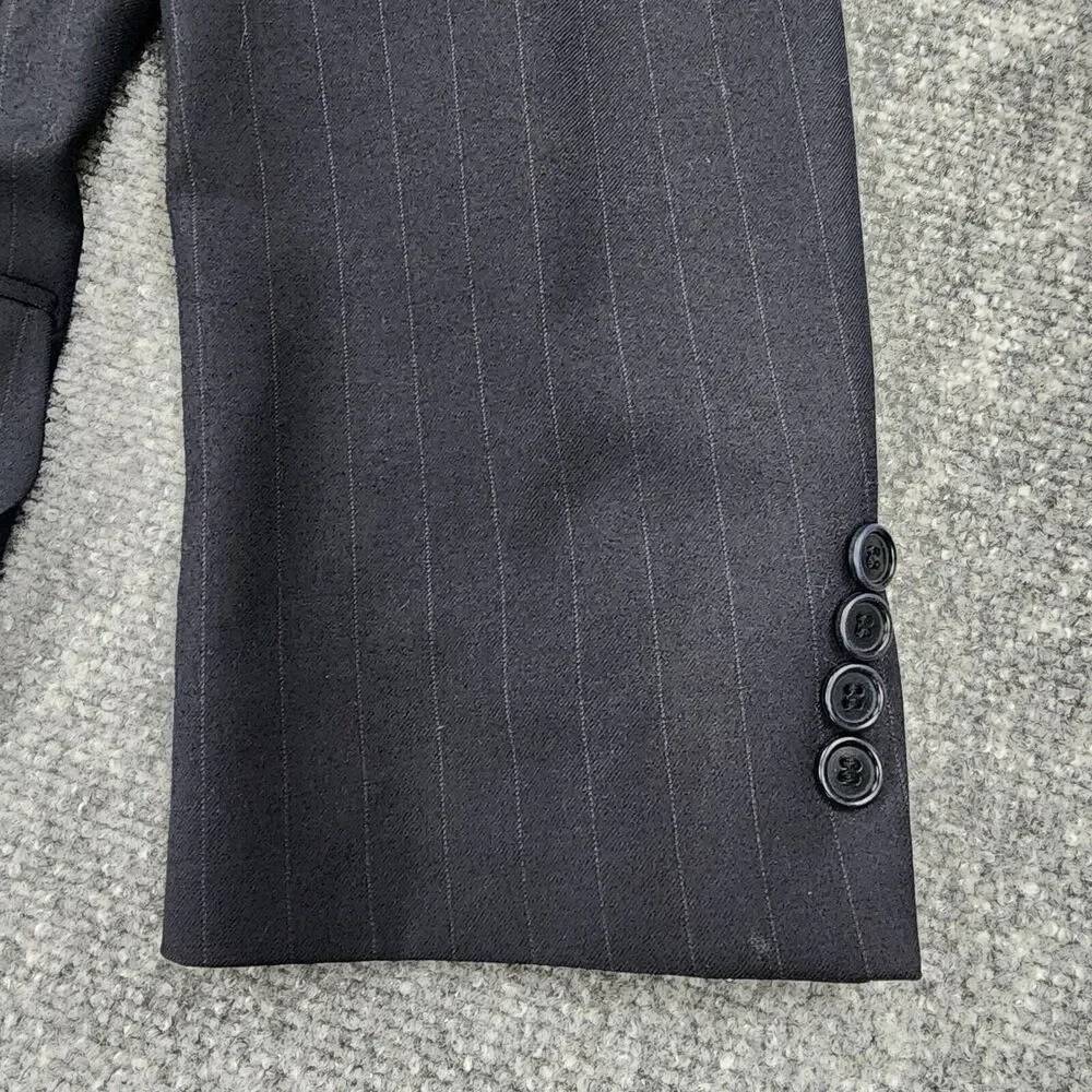 Brooks Brothers Blazer Mens 45 Reg Black Pinstripe Wool Cashmere Italy Sport